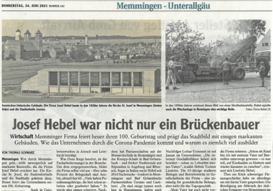 Presse  Josef Hebel war nicht nur ein Brückenbauer
