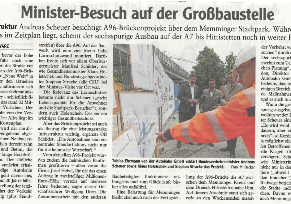 Presse  Minister-Besuch auf der Großbaustelle